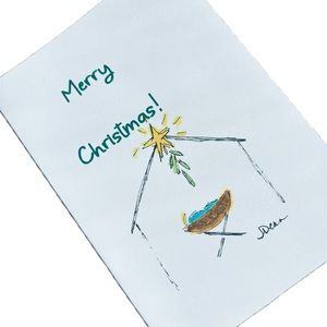 Set of 12 Baby in Manger Watercolor Christmas Cards